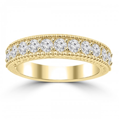 1.10 ct Ladies Round Cut Diamond Wedding Band Ring With Millgrain Edge 